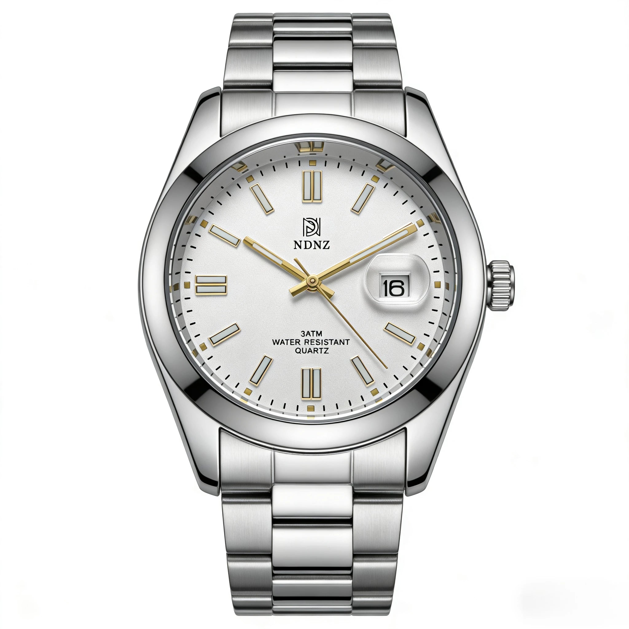 Men's quartz watch, 3ATM waterproof luminous handheld stainless steel business watch with date