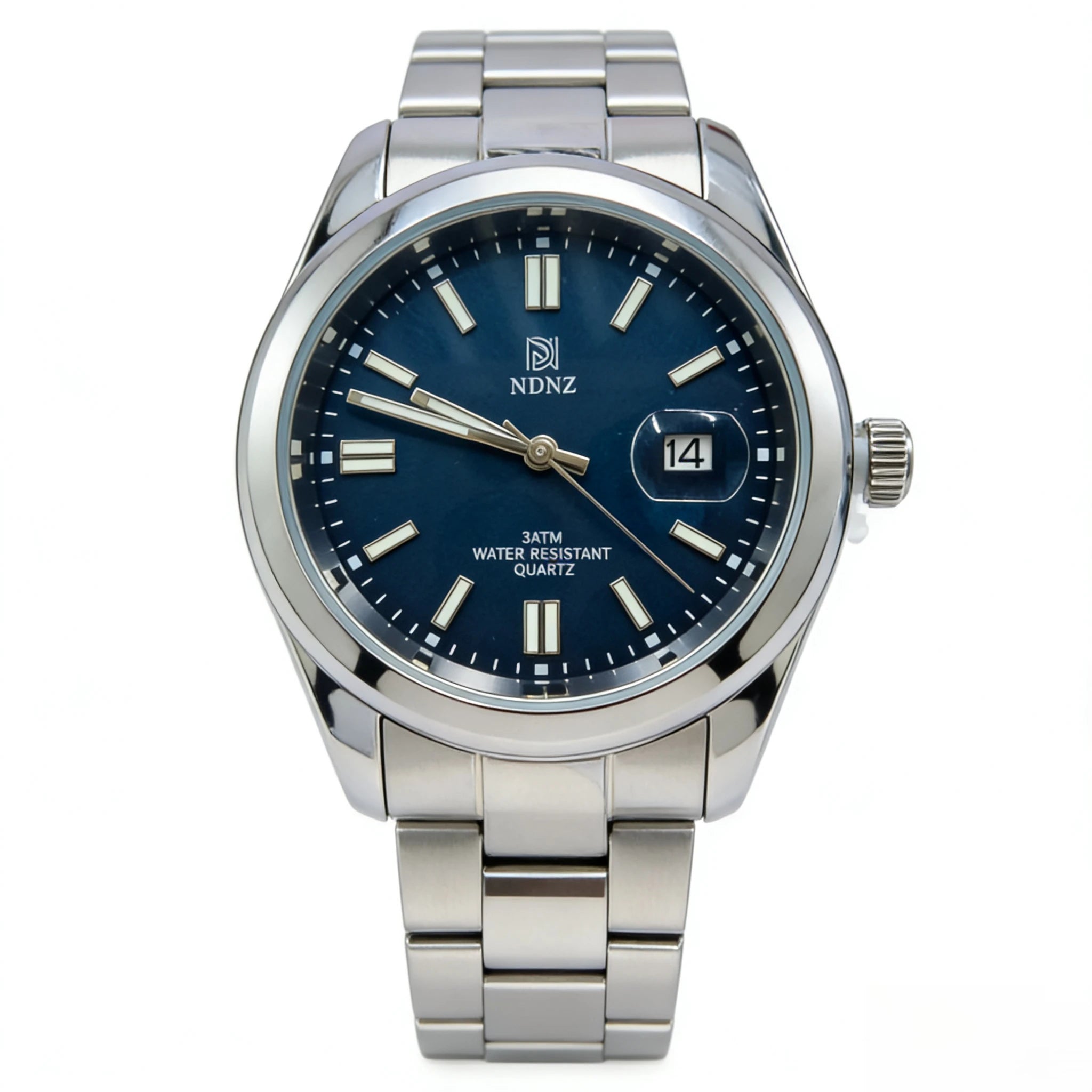 Men's quartz watch, 3ATM waterproof luminous handheld stainless steel business watch with date