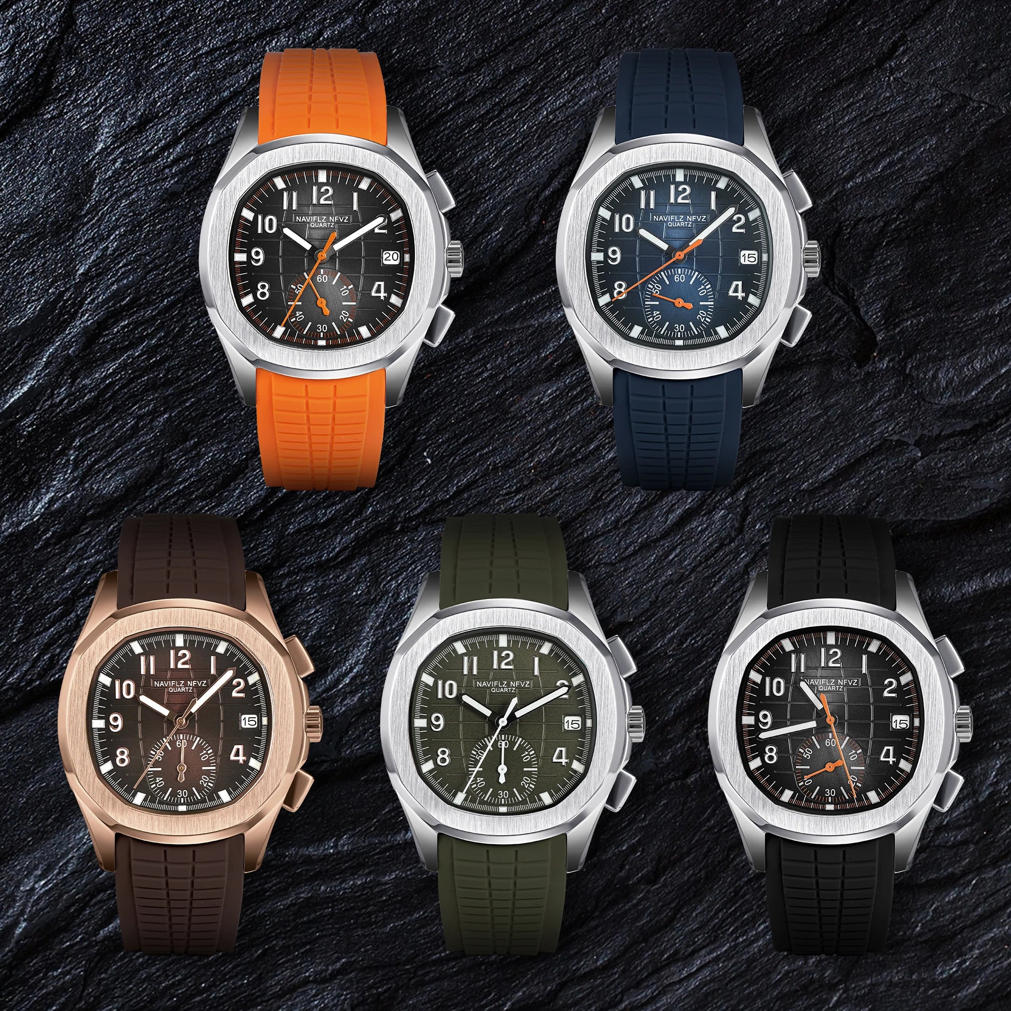 Dropshipping 2025 High Quality Selling Products Wristwatches For Men NAVIFLZ NFVZ Quartz Sports Watches Rubber Strap Waterproof
