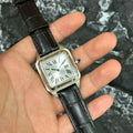 New Luxury Men's Quartz Watch Square Roman Numeral Dial Trendy Casual Business Watch Leather Strap Japanese Movement Stainless