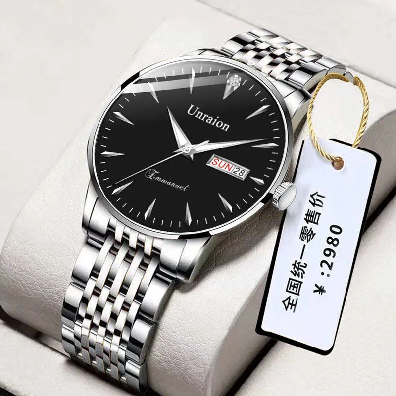 Swiss Qm Watch Fully Automatic Movement Waterproof Luminous Dual Calendar Non Mechanical Men's Watch Male Student Simple Quartz