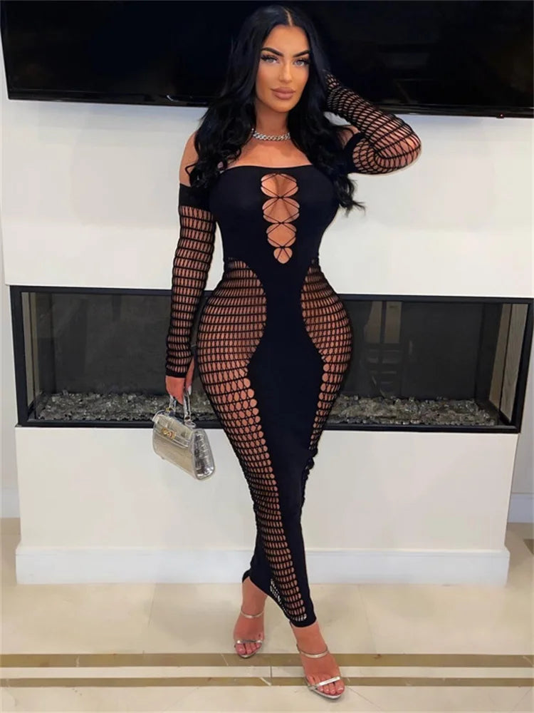 Autumn Long Sleeve Knitted Backless Bodycon Strapless Dress Women Maxi Dresses Sexy Pink Bodycon Clubwear Party Vestidos dress