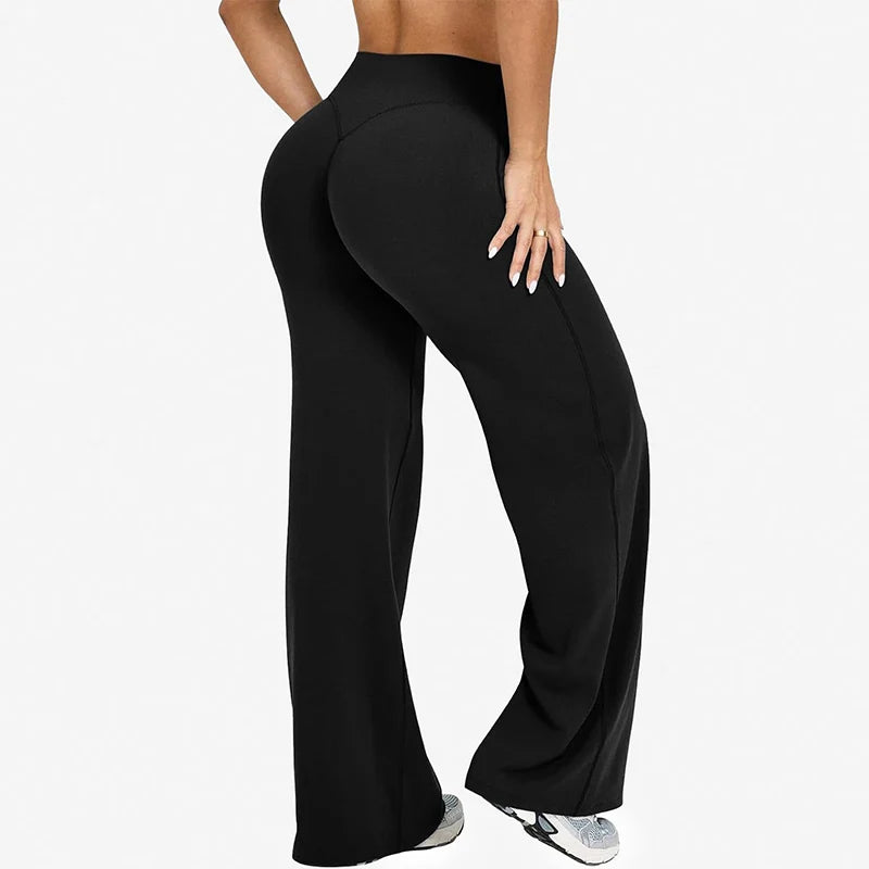 Spring Autumn Loose Fit Wide Leg Leggings Women High Stretch Quick Drying Sports Trousers Woman Butt Lifting Pilates Yoga Pants