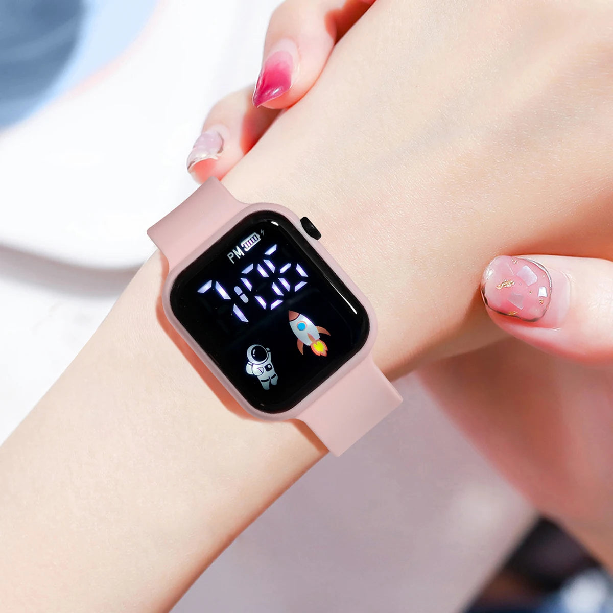 New Student Smart Watch Men's and Women's Astronaut Rocket Touch Screen Sports Electronic Watch Children's Festival Gift