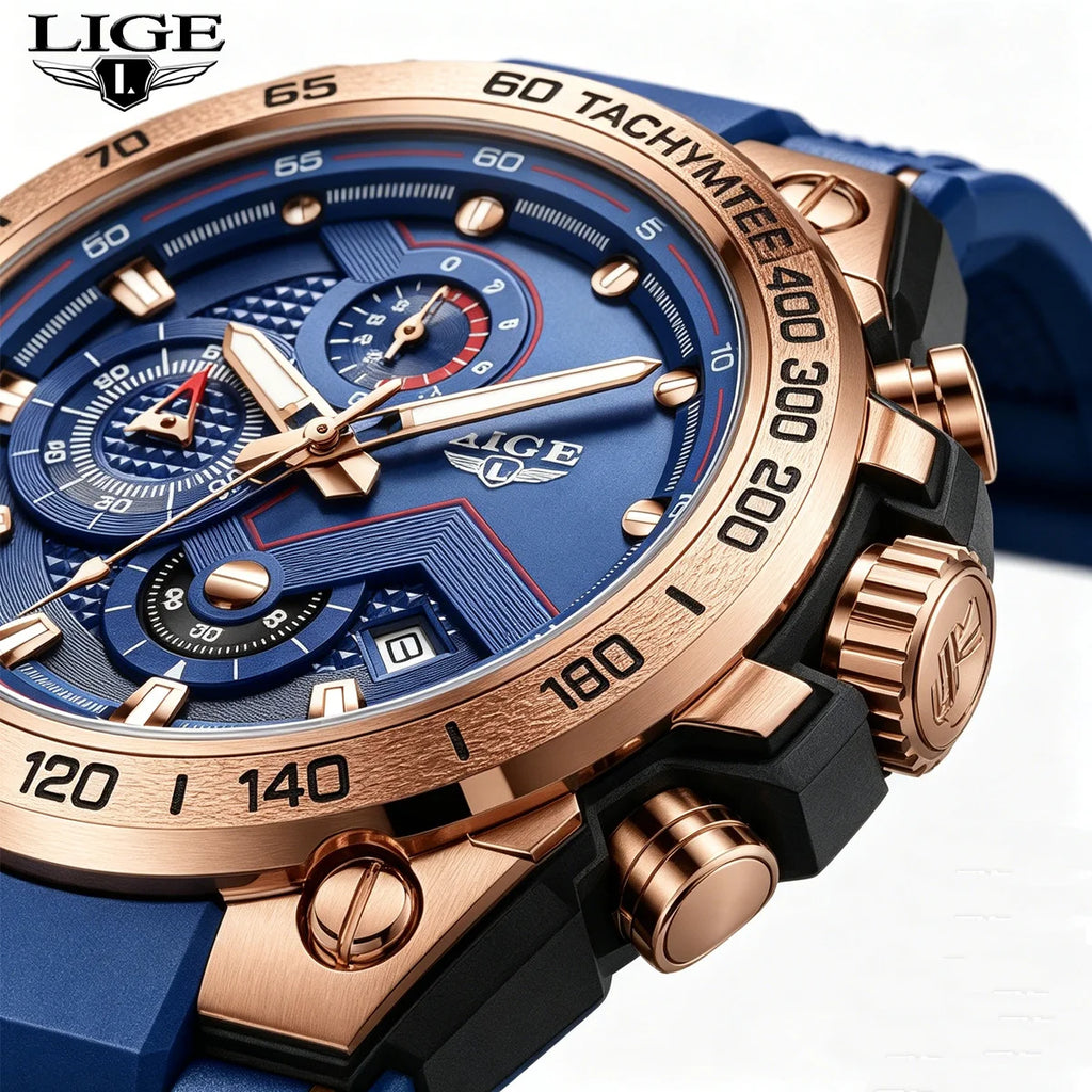 LIGE New Luxury Men‘s Watch Brand Fashion Digital Watches Men Gifts Waterproof Multifunctional Quartz Wristwatches Reloj Box