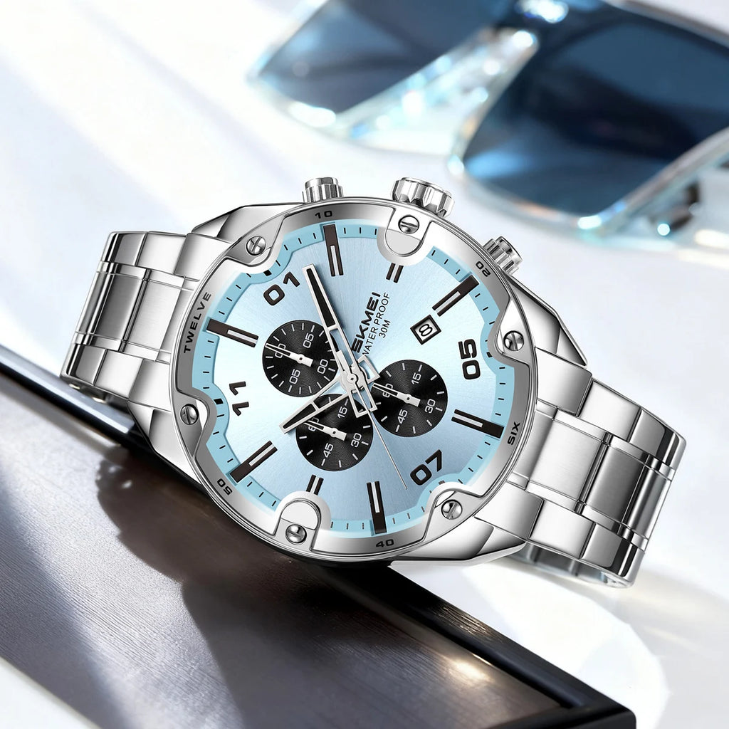 SKMEI 9387 Quartz Wristwatch Luxury Men Women Business Watch Fashion Timer 3 Bar Waterproof Sports Clock Date Countdown Display