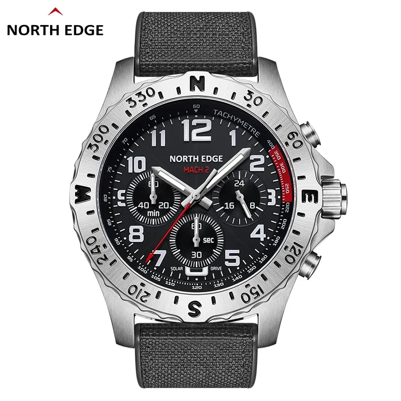 High-End Men's Business Stainless Steel Quartz Watch Three-Eye Chronograph Pointer Solar Rechargeable Watch Luminous Waterproof