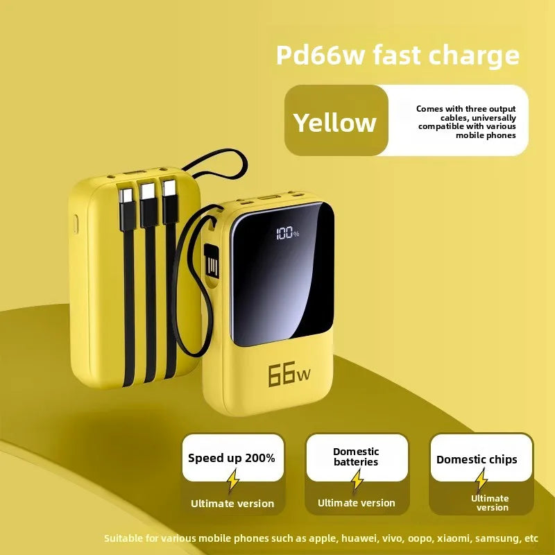 20000mAh High-capacity Power Bank with PD20W Super Fast Charging, Mini Size, and Built-in Cable,Suitable for Most Electronic