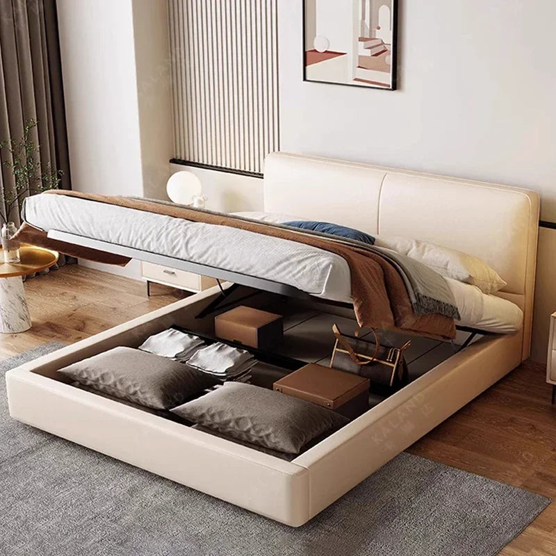 Hotel Modern Bed French Luxury High Quality Leather Fashionable Beds Confortable Solid Wood Bed Letti A Castello Home Furniture