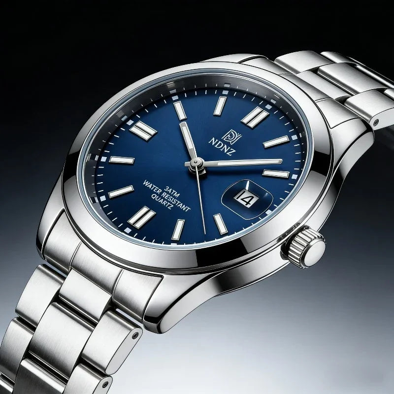 Men's quartz watch, 3ATM waterproof luminous handheld stainless steel business watch with date
