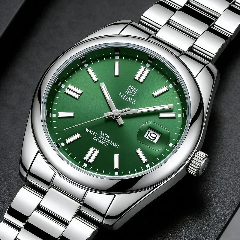 Men's quartz watch, 3ATM waterproof luminous handheld stainless steel business watch with date