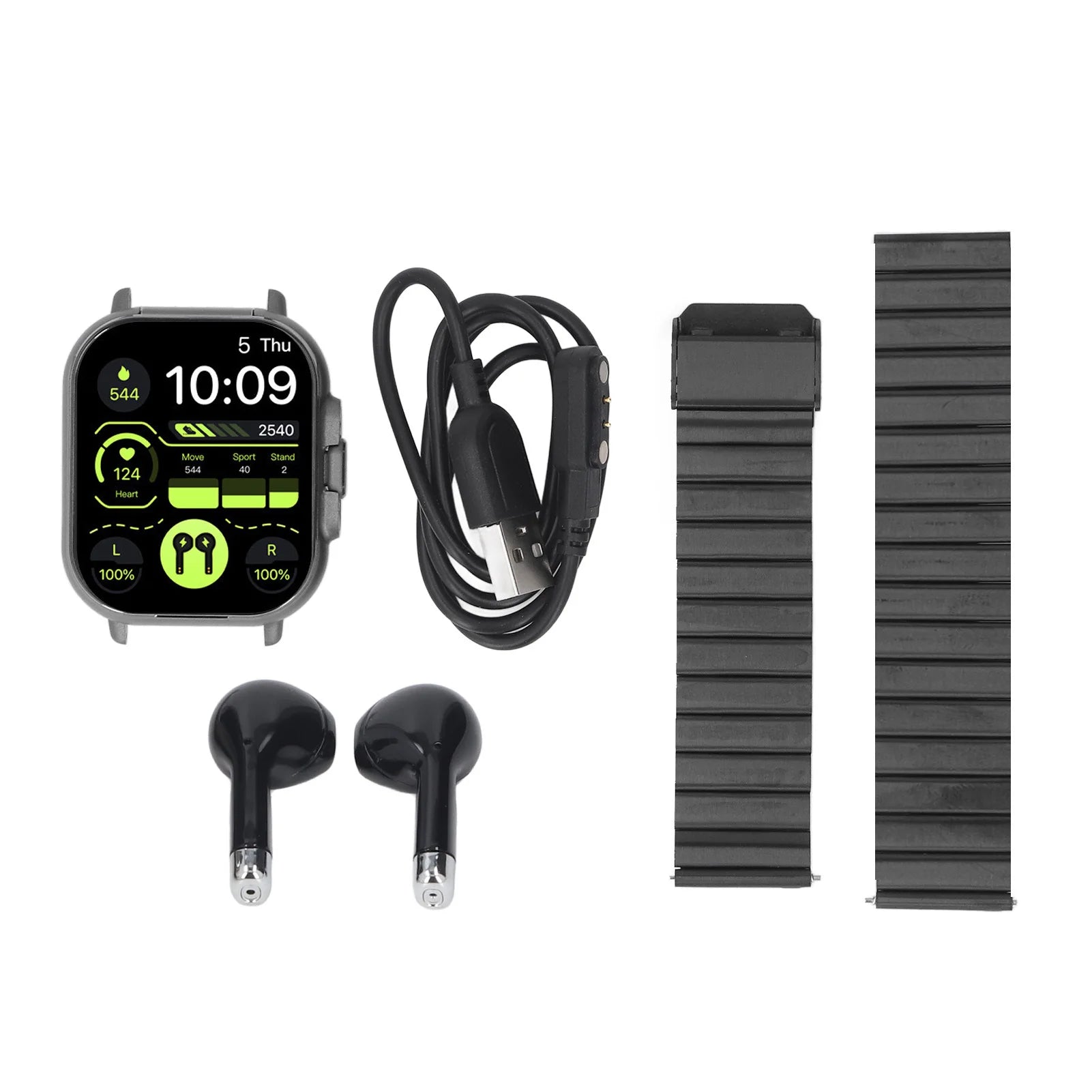 Sports Watch 2 in 1 Bluetooth Earbuds Smart Watch Multifunctional Long Battery Life 2.01 Inch HD Screen for IOS 11.0+