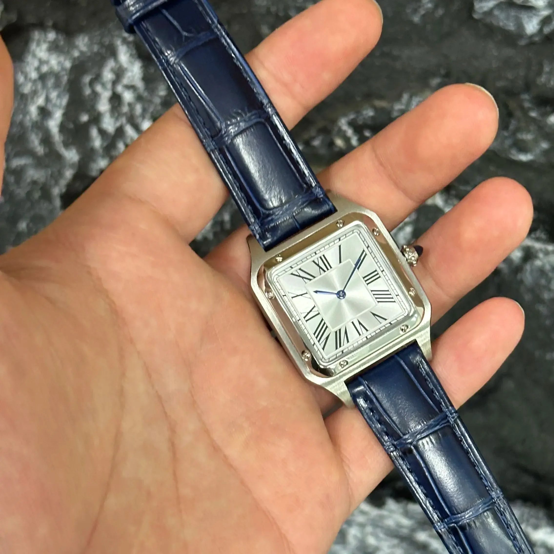 New Luxury Men's Quartz Watch Square Roman Numeral Dial Trendy Casual Business Watch Leather Strap Japanese Movement Stainless
