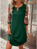 Lady Elegant Dress Fashion Print O Neck Three Quarter Pullover Dresses For Women Casual Office Skirts Womens Clothing Summer New