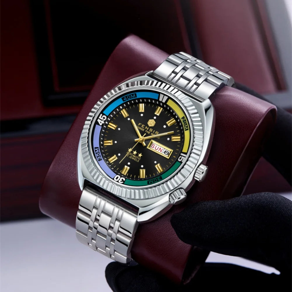 Top Luxury High-End Business Men's Watch, European and American Style Brand Fashion Casual Personalized Waterproof Steel Band Multifunctional Watch for Men, Suitable for Wearing in Various Occasions