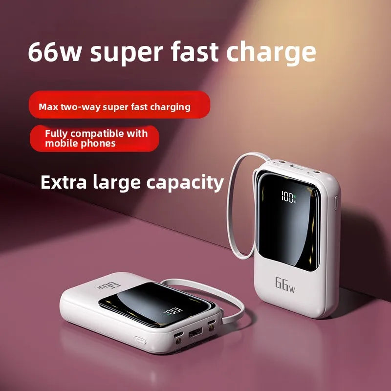 20000mAh High-capacity Power Bank with PD20W Super Fast Charging, Mini Size, and Built-in Cable,Suitable for Most Electronic