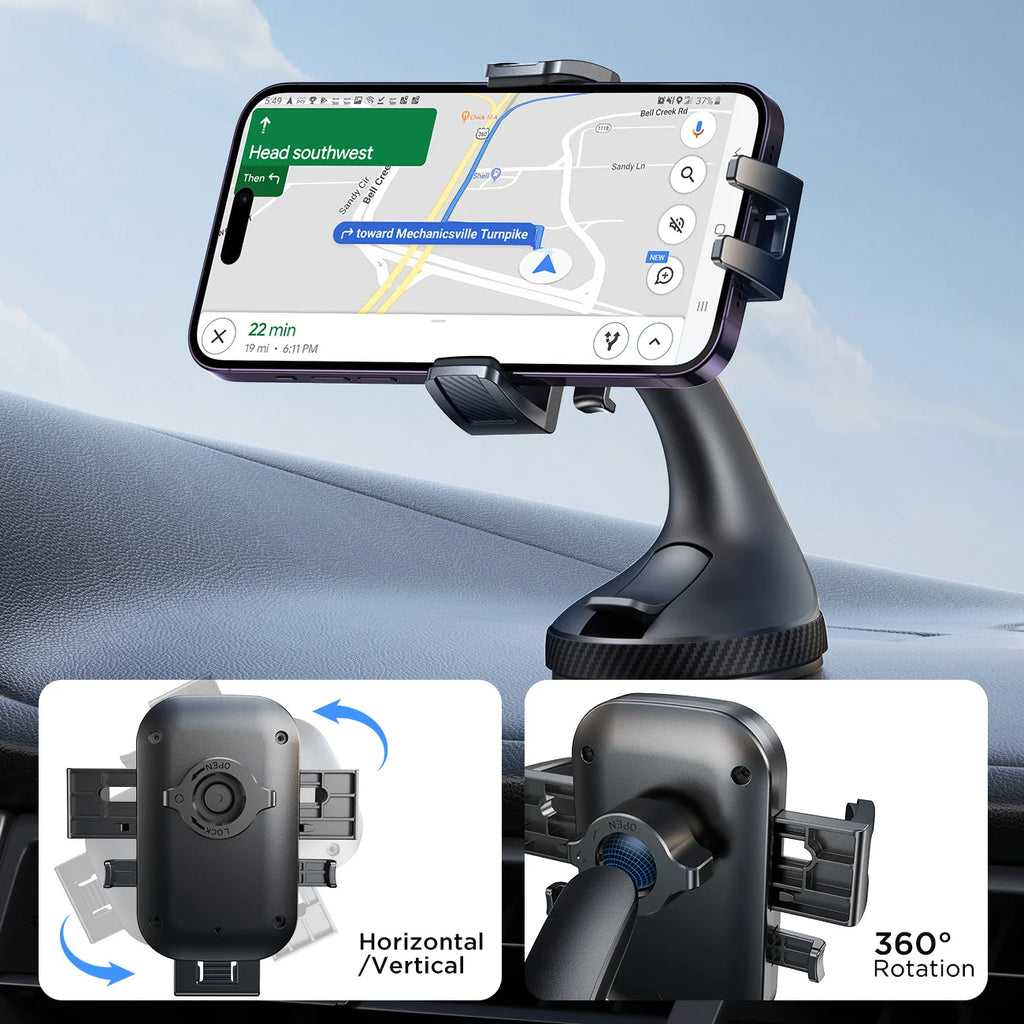 Joyroom Universal Phone Holder Mount for Car Strong Suction Hands-Free Cell Phone Mounts for Dashboard/Windshield 360° Rotation