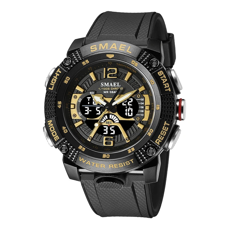 Sport Watches Men SMAEL Waterproof Analog Digital Quartz Wristwatches Male Fashion Stopwatch Alarm Clock 8058 Man Watch 2023 New
