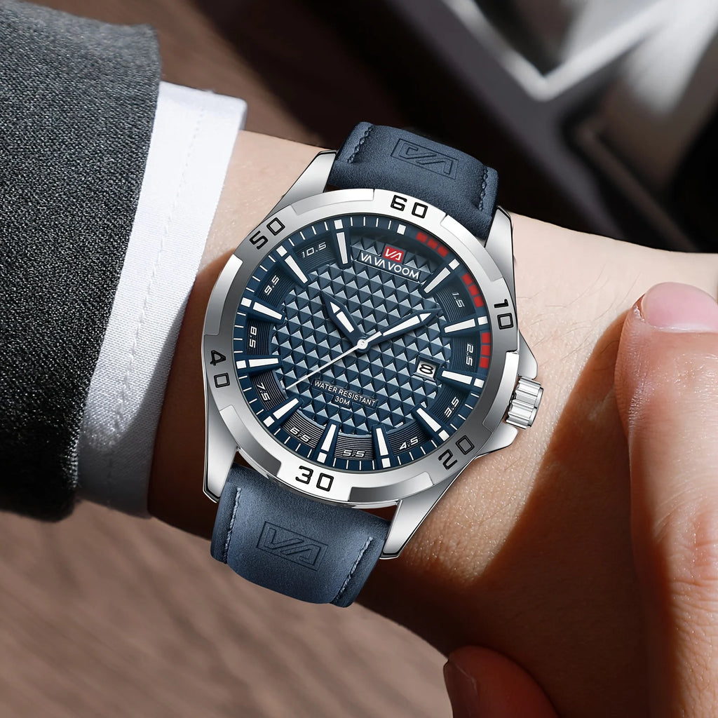 VAVA Brand Men Fashion Quartz Watches Male Leather Strap Sport Waterproof Wristwatches CalendarClock Relogio Masculino