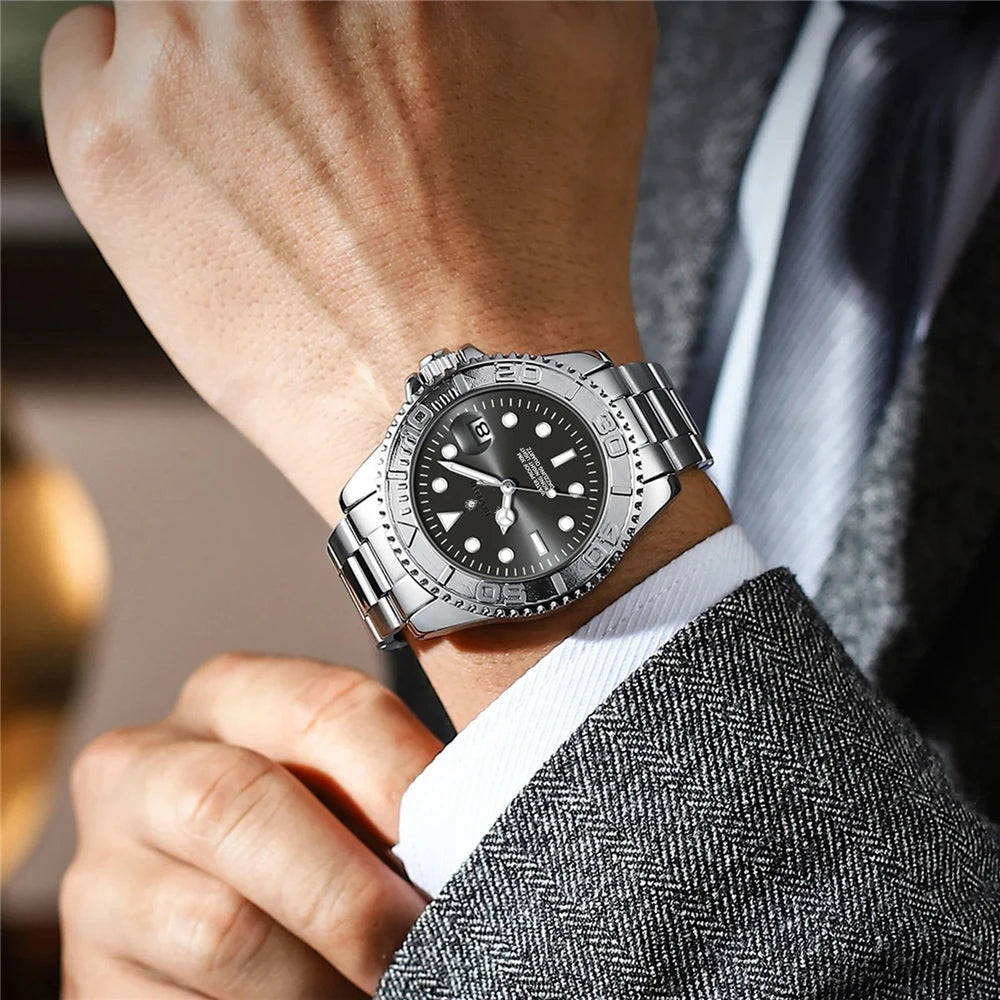 New Automatic Watch Mens Gray Digital Sports Bezel Luxury Watches For Man Fashion Quartz Wristwatches Gifts Men Tudo Por 1 Real