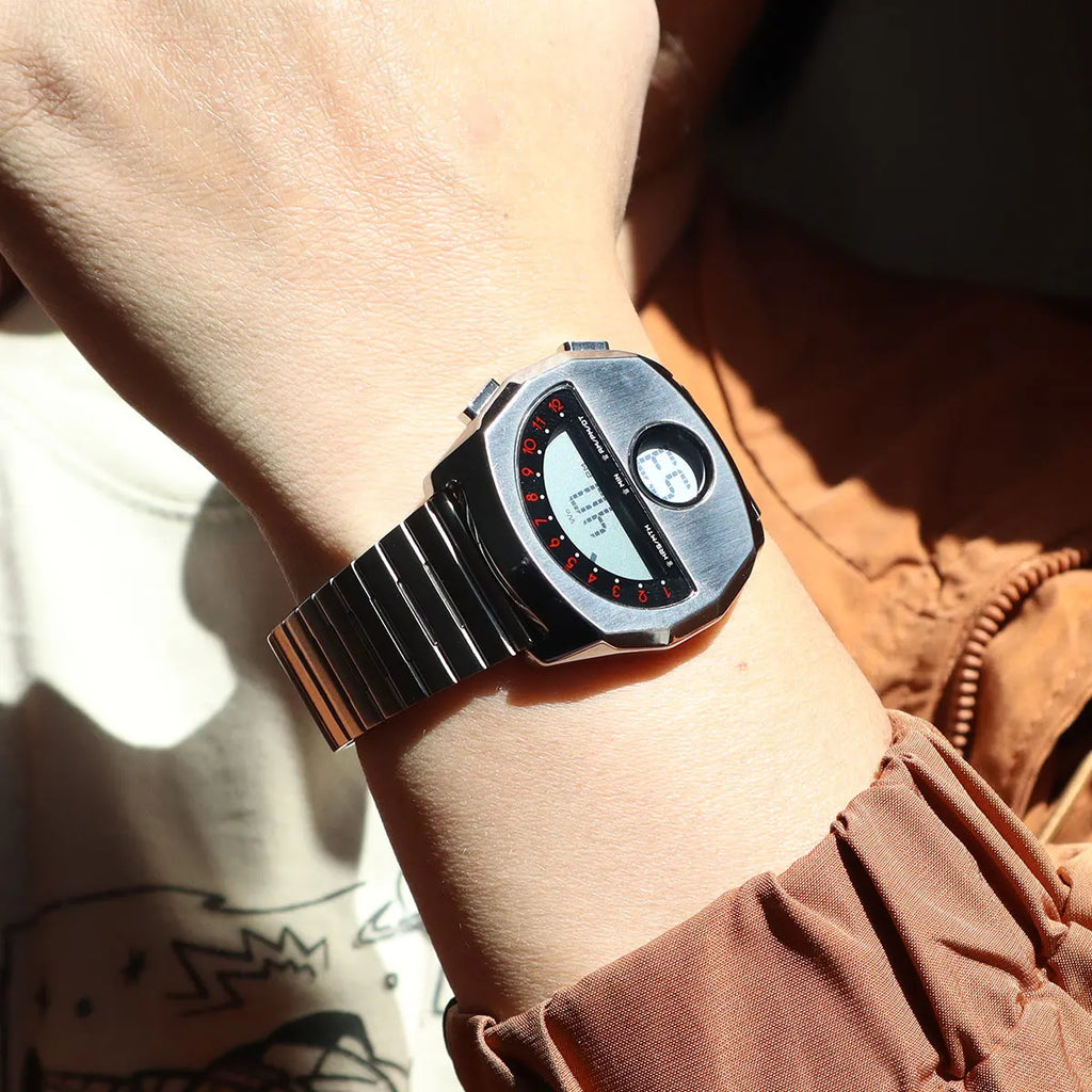 Unique Digital Watch for Men Stainless Steel Electronic Wristwatch with Calendar LED Backlight Cool Streetwear Style Watches