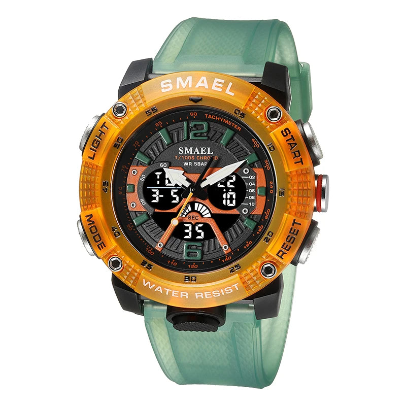Sport Watches Men SMAEL Waterproof Analog Digital Quartz Wristwatches Male Fashion Stopwatch Alarm Clock 8058 Man Watch 2023 New