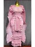2025 High-end Banquet Dress Light Luxury Niche Ruffle Cake Skirt Heavy Industry Pleated Slim Long Dresses Summer New