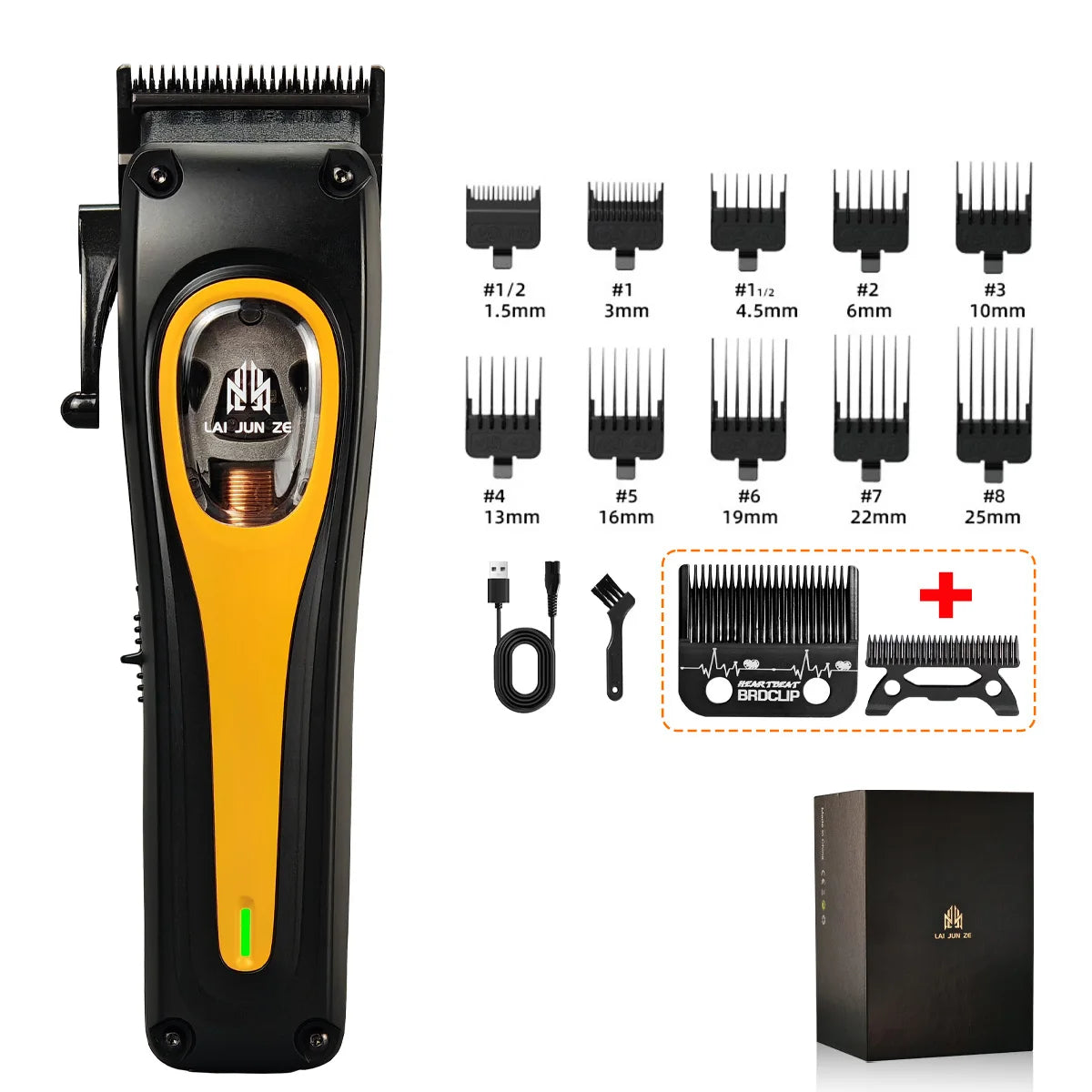 Professional electric hair clipper BRD 953 hair trimmer with vector motor 12000RPM DLC tapered blade 2000mAh barbershop machine