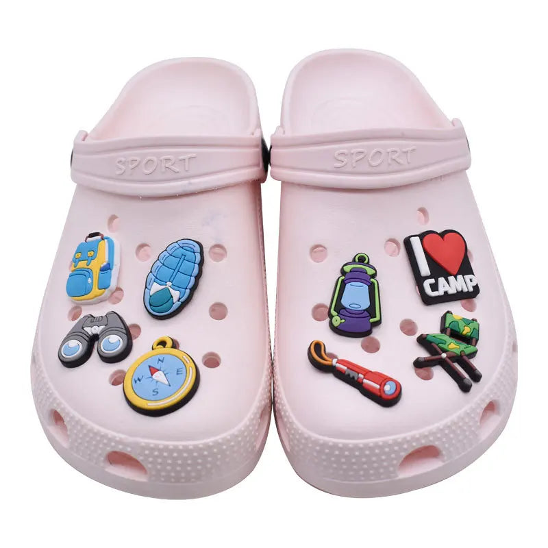 New 1Pcs Love Camp Travel Party Shoes Charms for Crocs DIY  Clogs Kids Pin Decoration Jeans Shoe Accessories X-mas Wholesale