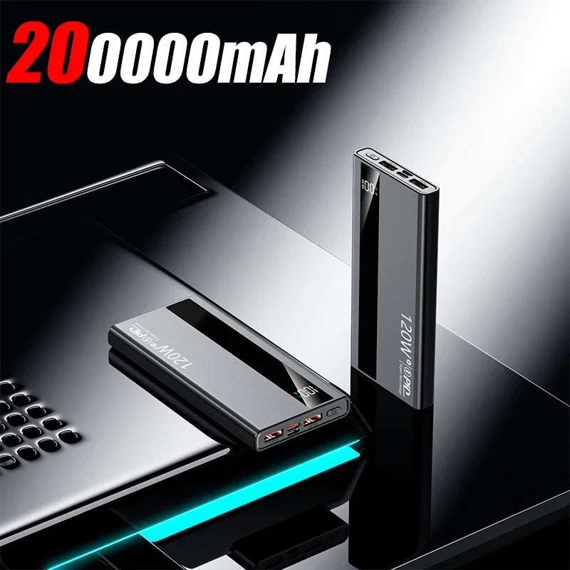 New Power Bank 200000mAh Ultra-large Capacity 120W Super Fast Charge With Digital Display Portable External Battery For phone