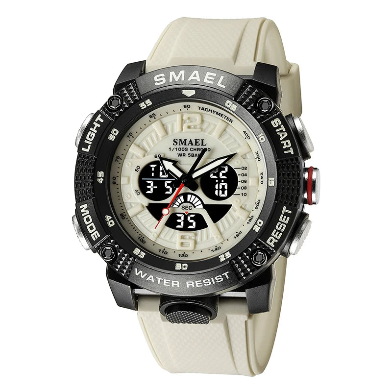 Sport Watches Men SMAEL Waterproof Analog Digital Quartz Wristwatches Male Fashion Stopwatch Alarm Clock 8058 Man Watch 2023 New