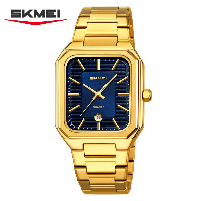 SKMEI 9373 New Casual Simple Quartz Watch Men's Luxury Business Waterproof Calendar Square Exquisite Watch relógios masculino