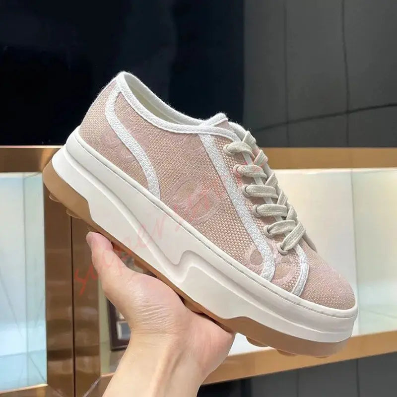 2025 New Women's Thick Soled Canvas Shoes Retro Height Increasing Casual Canvas Shoes
