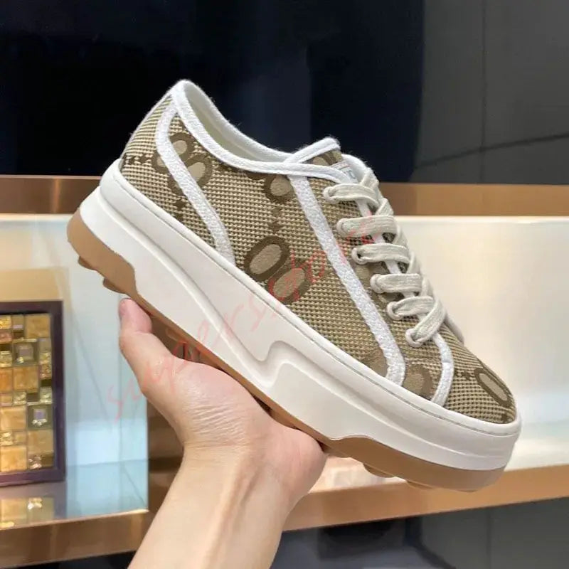 2025 New Women's Thick Soled Canvas Shoes Retro Height Increasing Casual Canvas Shoes