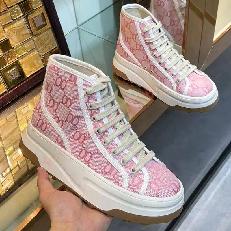 2025 New Women's Thick Soled Canvas Shoes Retro Height Increasing Casual Canvas Shoes