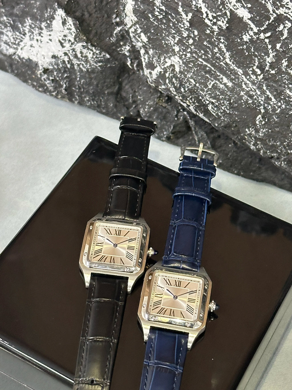 New Luxury Men's Quartz Watch Square Roman Numeral Dial Trendy Casual Business Watch Leather Strap Japanese Movement Stainless