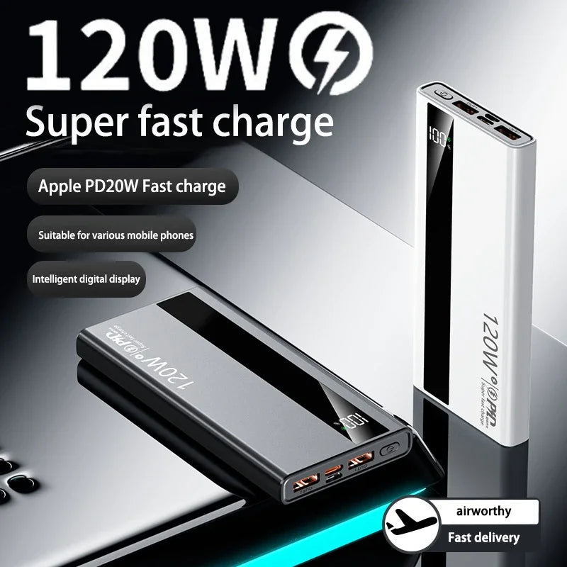 New Power Bank 200000mAh Ultra-large Capacity 120W Super Fast Charge With Digital Display Portable External Battery For phone