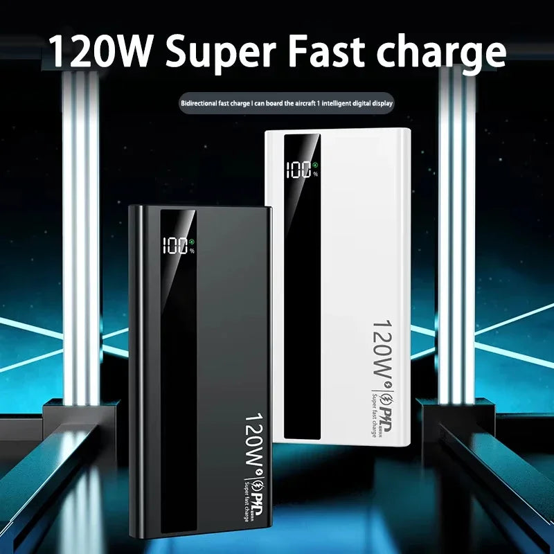 New Power Bank 200000mAh Ultra-large Capacity 120W Super Fast Charge With Digital Display Portable External Battery For phone