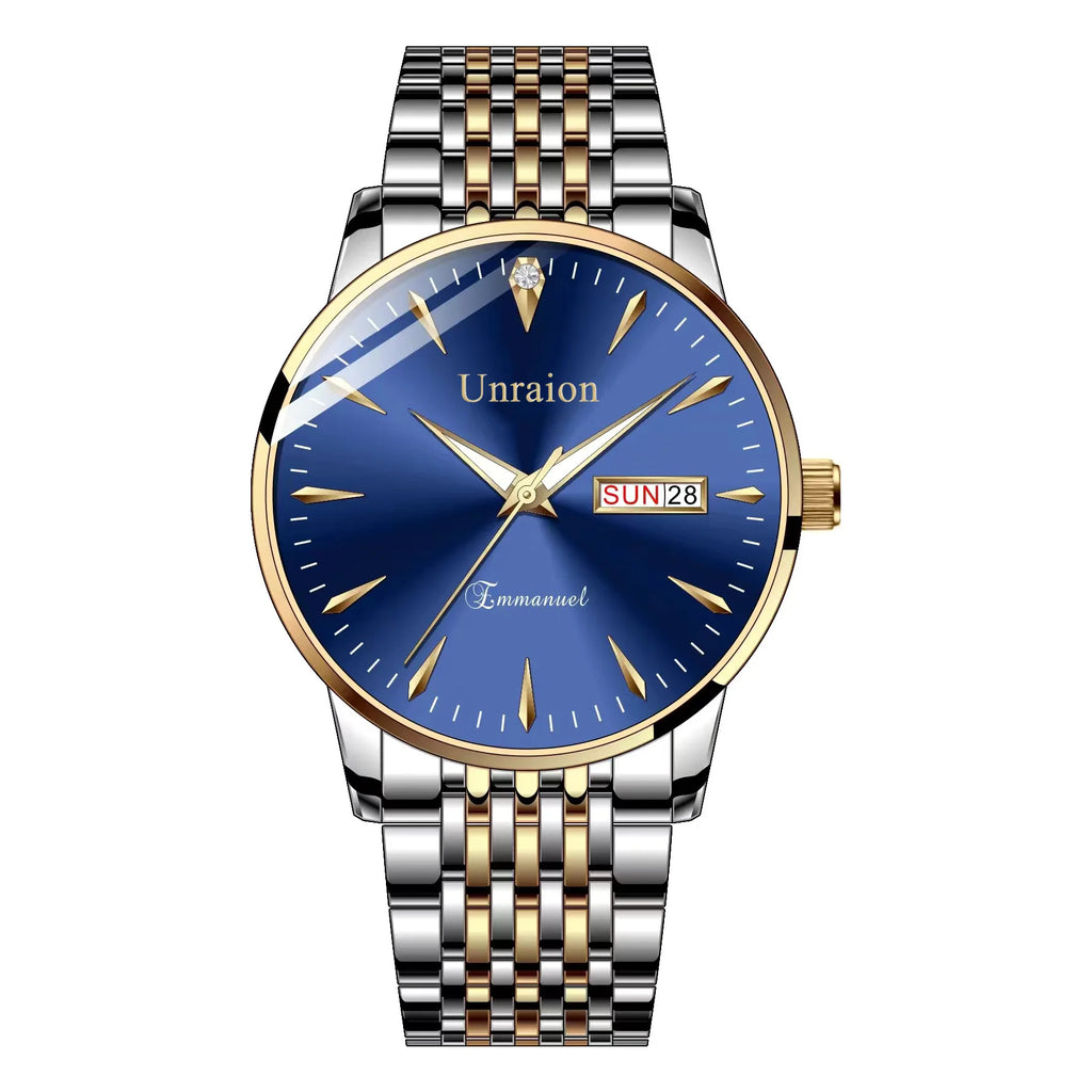 Swiss Qm Watch Fully Automatic Movement Waterproof Luminous Dual Calendar Non Mechanical Men's Watch Male Student Simple Quartz