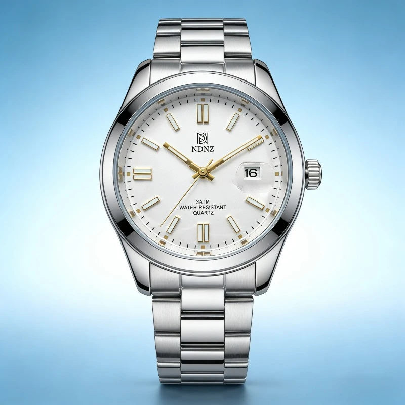 Men's quartz watch, 3ATM waterproof luminous handheld stainless steel business watch with date