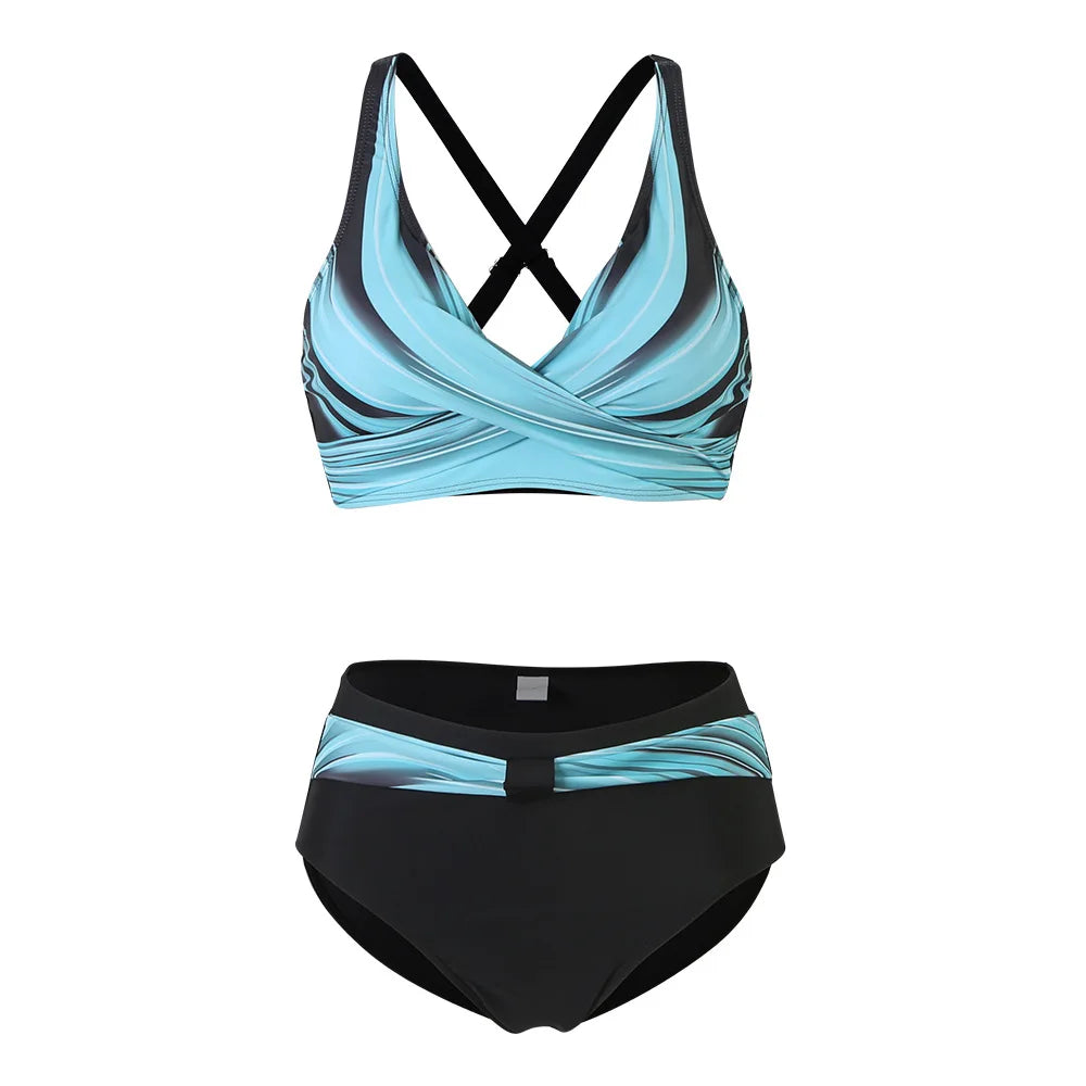 2023 New Women Swimsuit Sexy Women High Waist Bikini Swimwear Female Two Piece Beachwear Printed Bikinis Set Bathing Suit