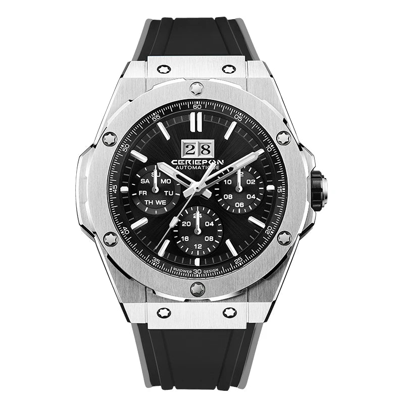 2025 Man Mechanical Watches for Men Sport Analog Automatic Wristwatches with Silicone Strap Stainless Steel Waterproof Reloj
