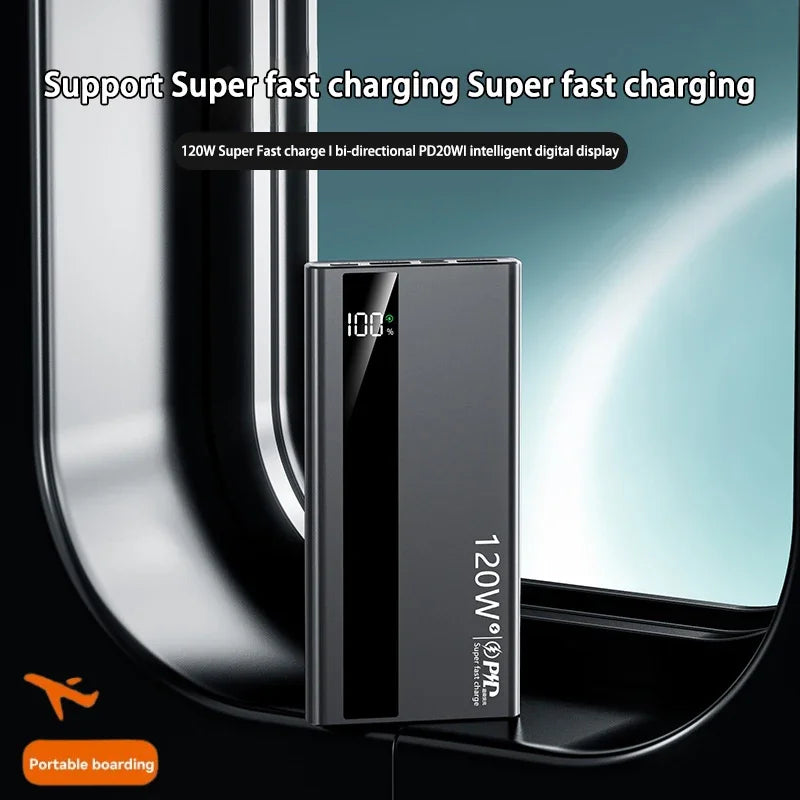 New Power Bank 200000mAh Ultra-large Capacity 120W Super Fast Charge With Digital Display Portable External Battery For phone