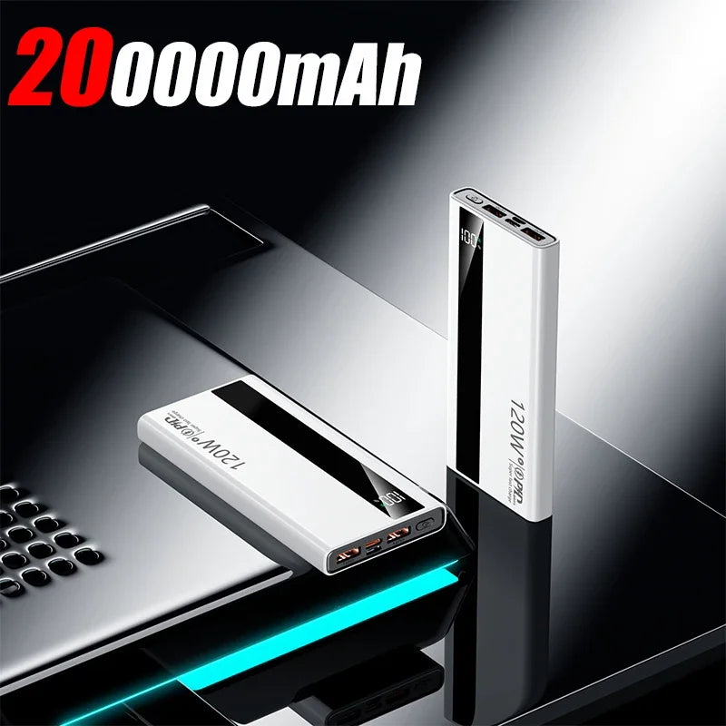 New Power Bank 200000mAh Ultra-large Capacity 120W Super Fast Charge With Digital Display Portable External Battery For phone