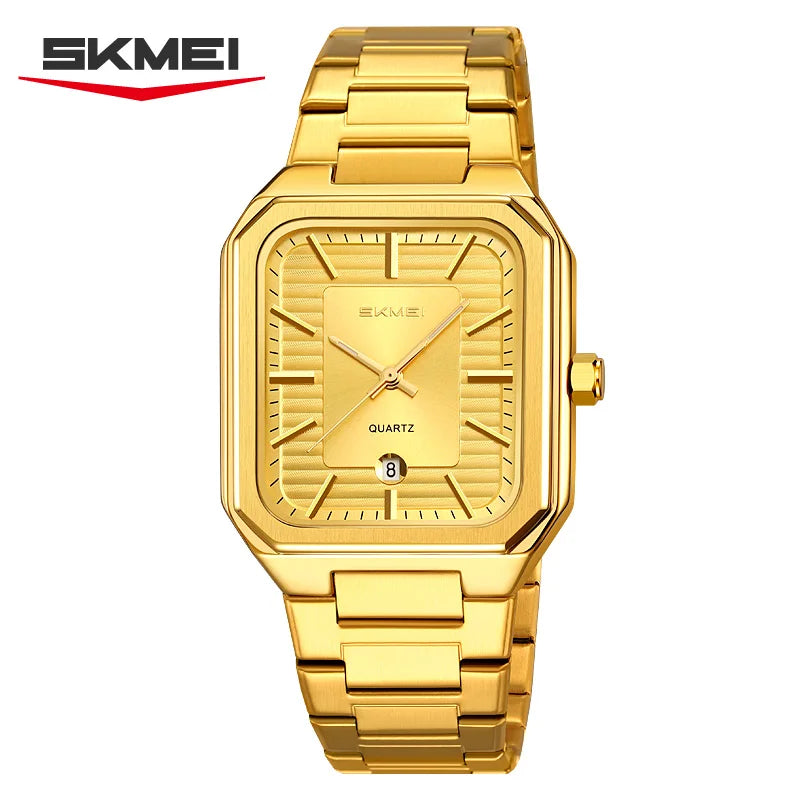 SKMEI 9373 New Casual Simple Quartz Watch Men's Luxury Business Waterproof Calendar Square Exquisite Watch relógios masculino