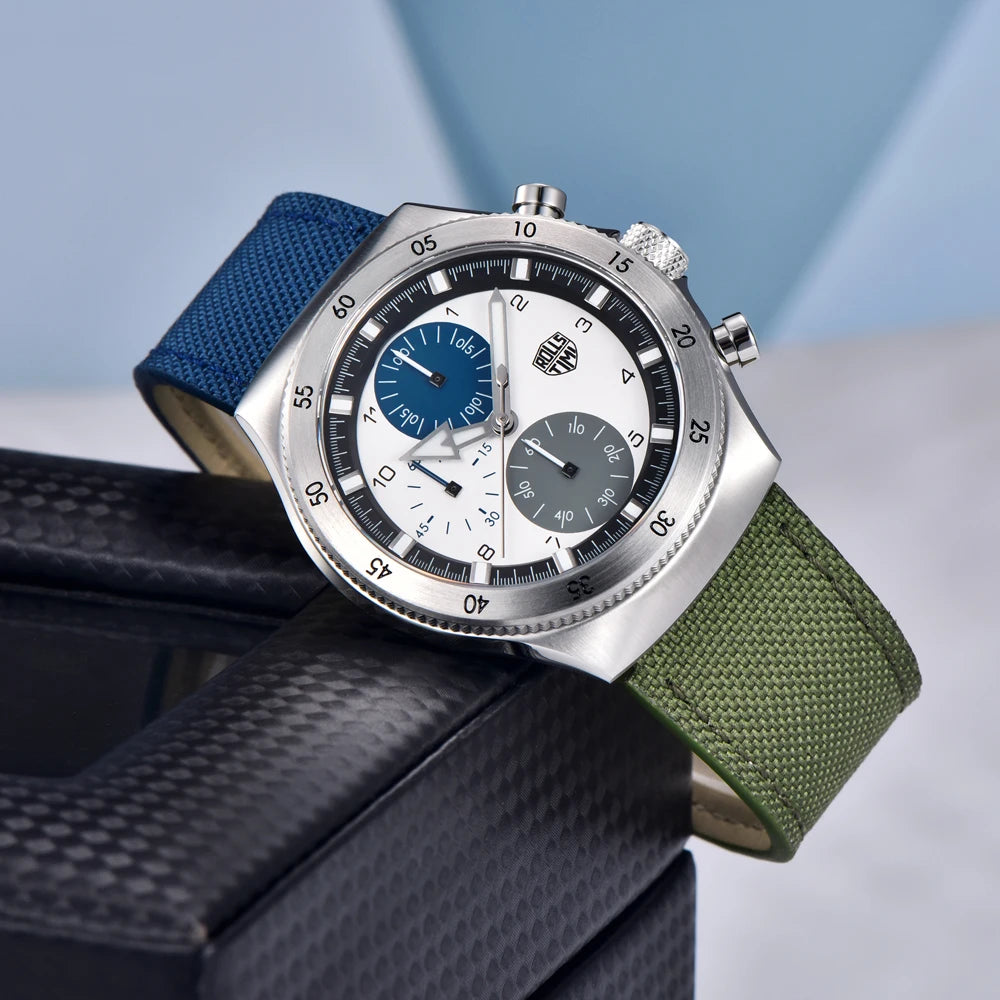 2026 New Men's Watches RollsTimi Two-color nylon Quartz Watch Men Sport Chronograph Japan Movt AR Sapphire glass Wristwatch Men