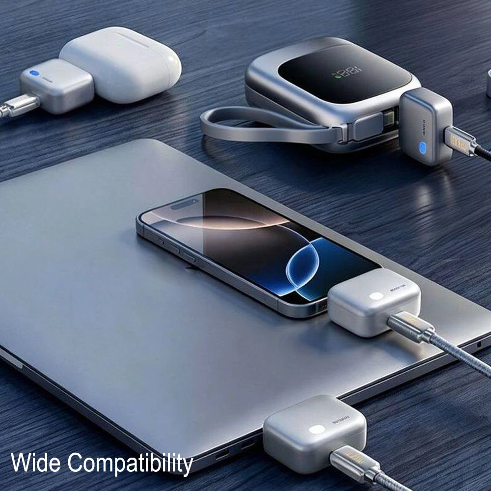 1pcs  Power Bank with Separate Charger Plug,Fast Charging Portable Charger with Built-in Cable,Intelligent Battery Detection