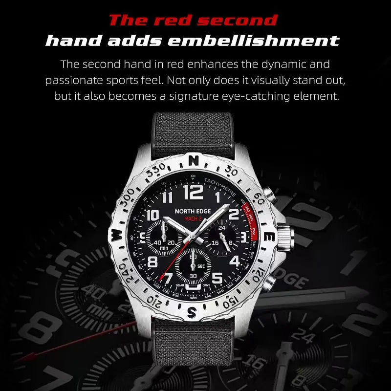 High-End Men's Business Stainless Steel Quartz Watch Three-Eye Chronograph Pointer Solar Rechargeable Watch Luminous Waterproof