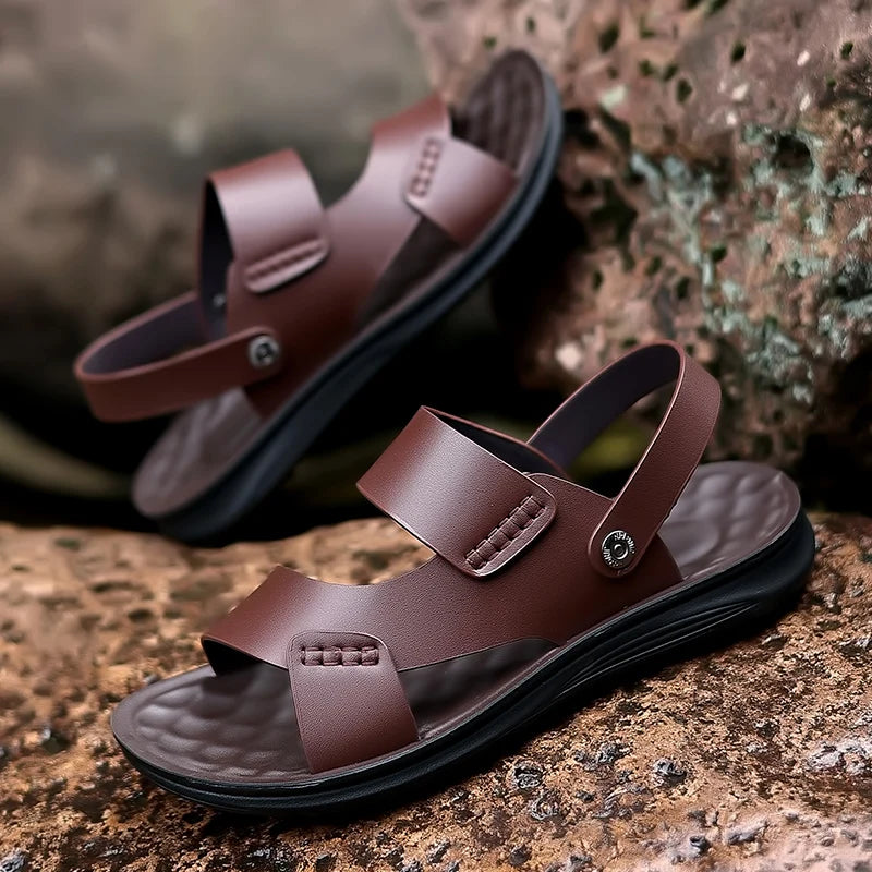 Summer Men's Business Leather Sandals Large Size ：37-47 Outdoor Beach Sandals Direct Sales Designer Driving Flat Casual Shoes