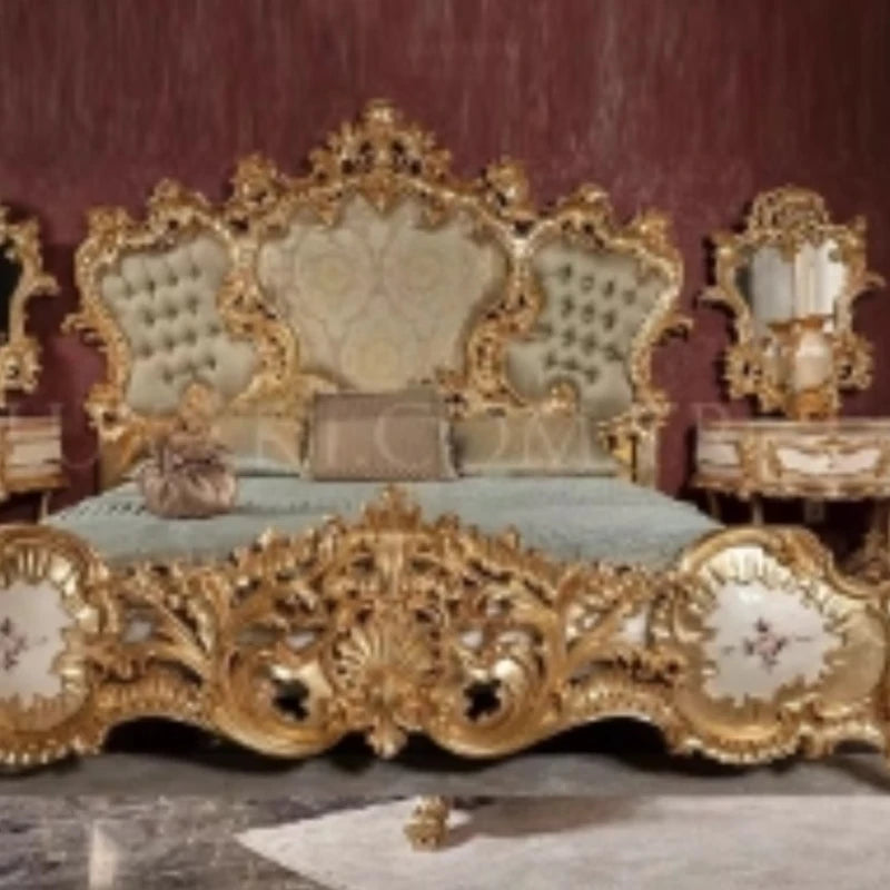 European Solid Wood Bed Princess Design Double Sleeping Modern Bedroom Bed Trendy Castle Letto Matrimoniale Unique Furniture